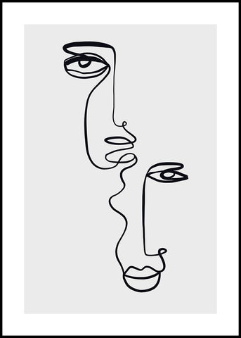 Faces 2 | INDRAMMET BILLEDE Indrammet billede MF 30x40 Sort