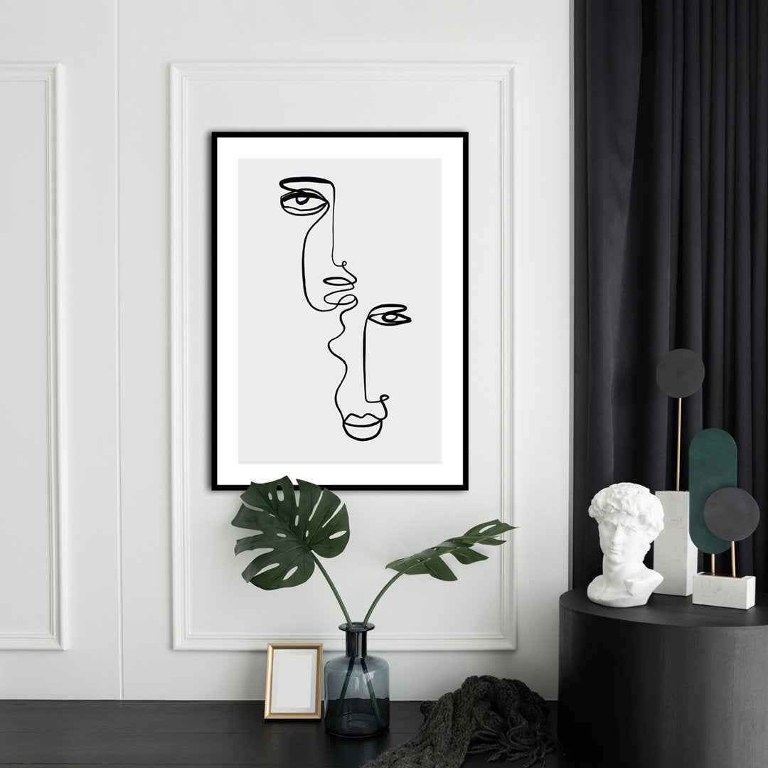 Faces 2 | INDRAMMET BILLEDE Indrammet billede MF 30x40 Sort