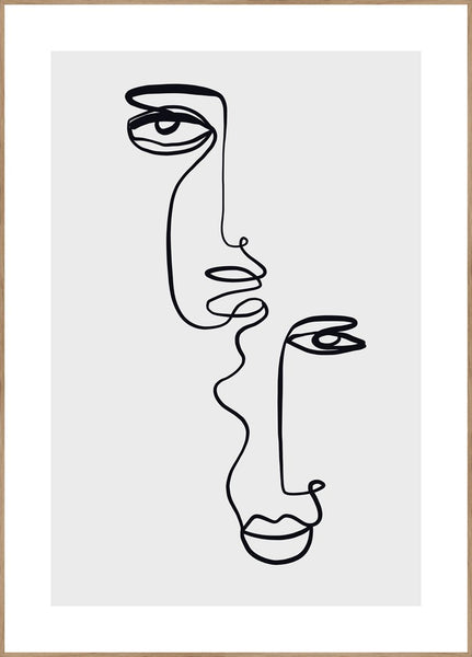 Faces 2 | INDRAMMET BILLEDE Indrammet billede MF 30x40 Egeramme