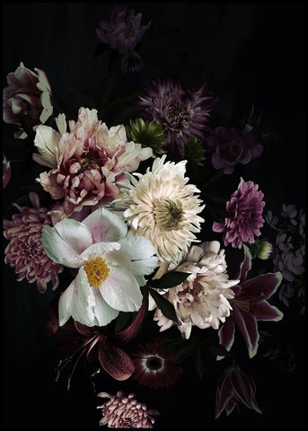 Floral Bouquet 1 | INDRAMMET BILLEDE Indrammet billede MF 30x40 Sort
