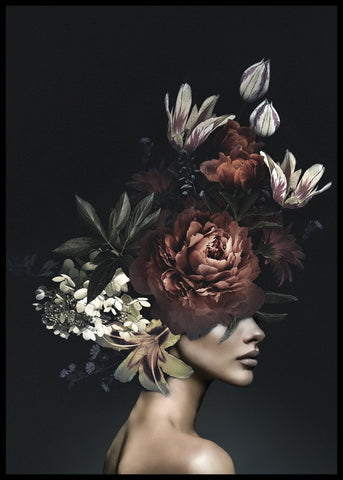 Floral Diva 2 | INDRAMMET BILLEDE Indrammet billede MF 30x40 Sort