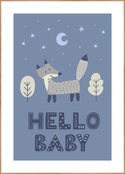 Fox Blue | INDRAMMET BILLEDE Indrammet billede MF 30x40 Egeramme
