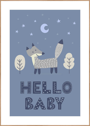 Fox Blue | INDRAMMET BILLEDE Indrammet billede MF 30x40 Egeramme