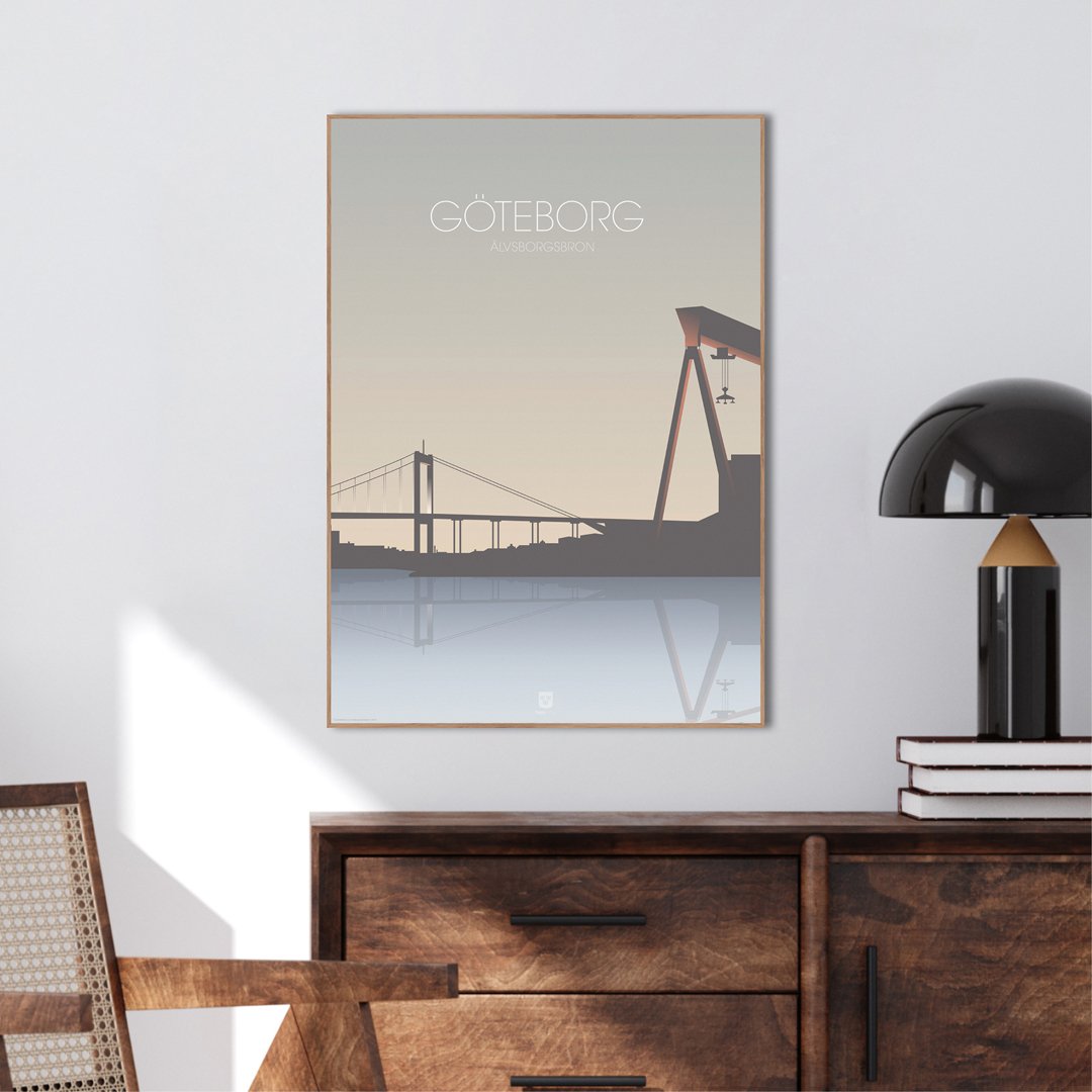 Göteborg Älvsborgsbron | INDRAMMET BILLEDE Indrammet billede MF 30x40 Egeramme