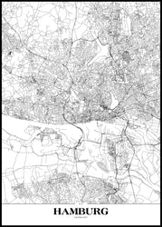Map Hamburg | INDRAMMET BILLEDE Indrammet billede MF 30x40 Sort