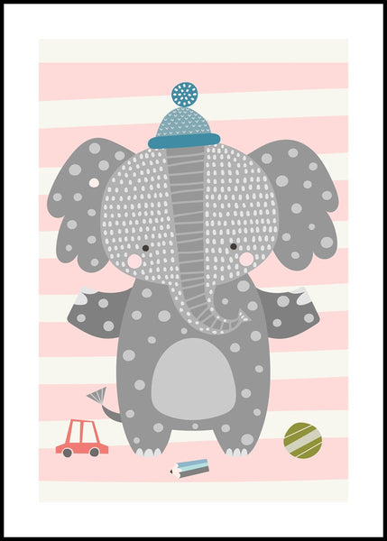 Happy Elephant | INDRAMMET BILLEDE Indrammet billede MF 30x40 Sort