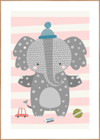 Happy Elephant | INDRAMMET BILLEDE Indrammet billede MF 30x40 Egeramme