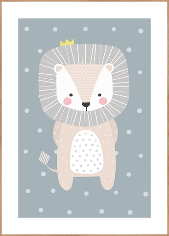 Happy Lion | INDRAMMET BILLEDE Indrammet billede MF 30x40 Egeramme