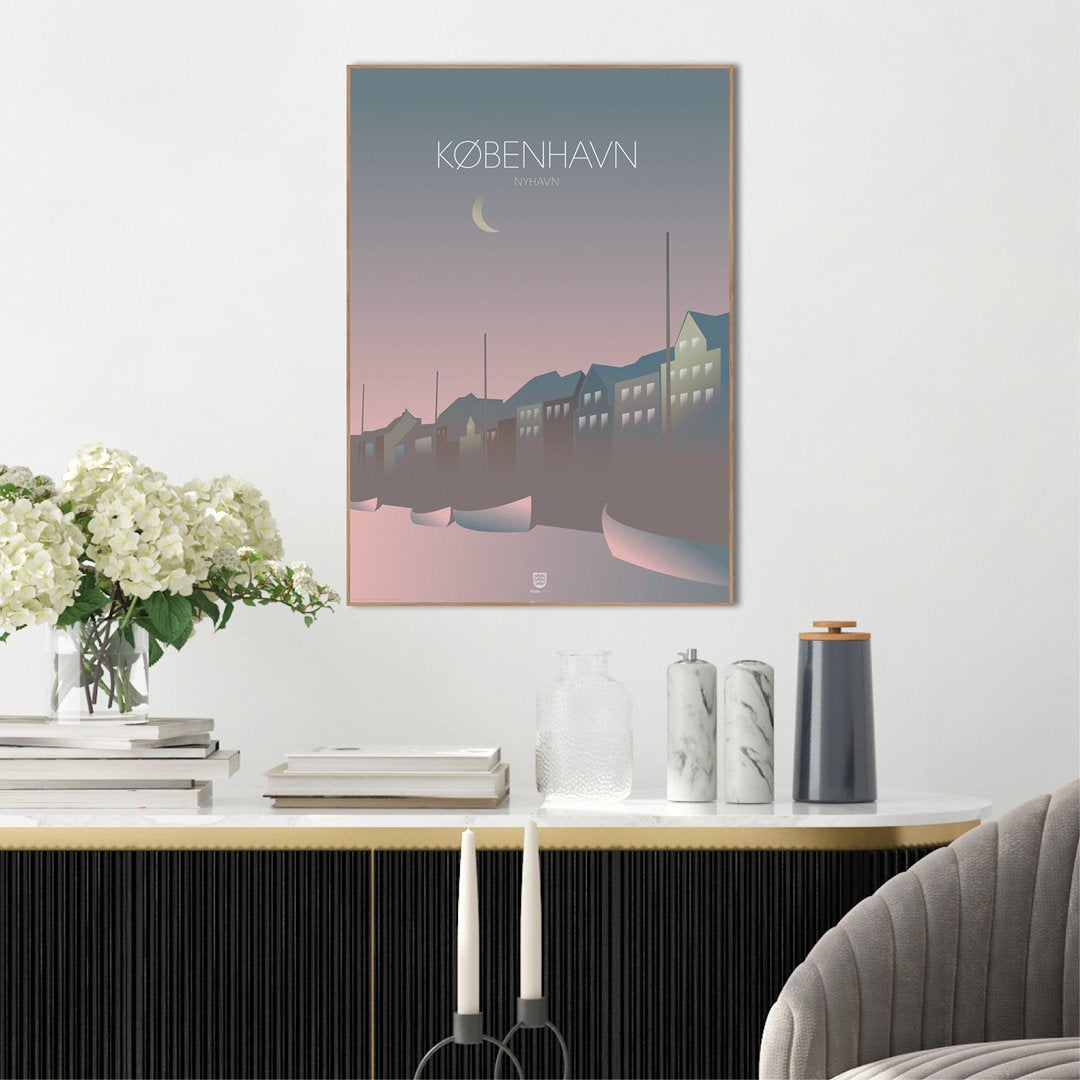 København Nyhavn | INDRAMMET BILLEDE Indrammet billede MF 30x40 Egeramme