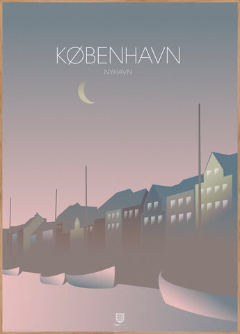 København Nyhavn | INDRAMMET BILLEDE Indrammet billede MF 30x40 Egeramme
