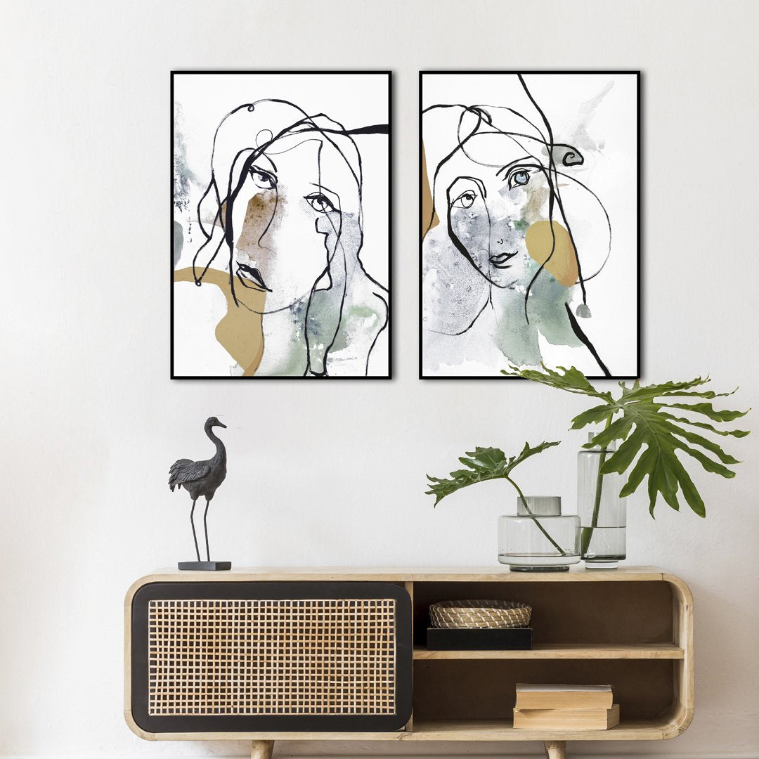 Line Art Girl 1 | INDRAMMET BILLEDE Indrammet billede MF