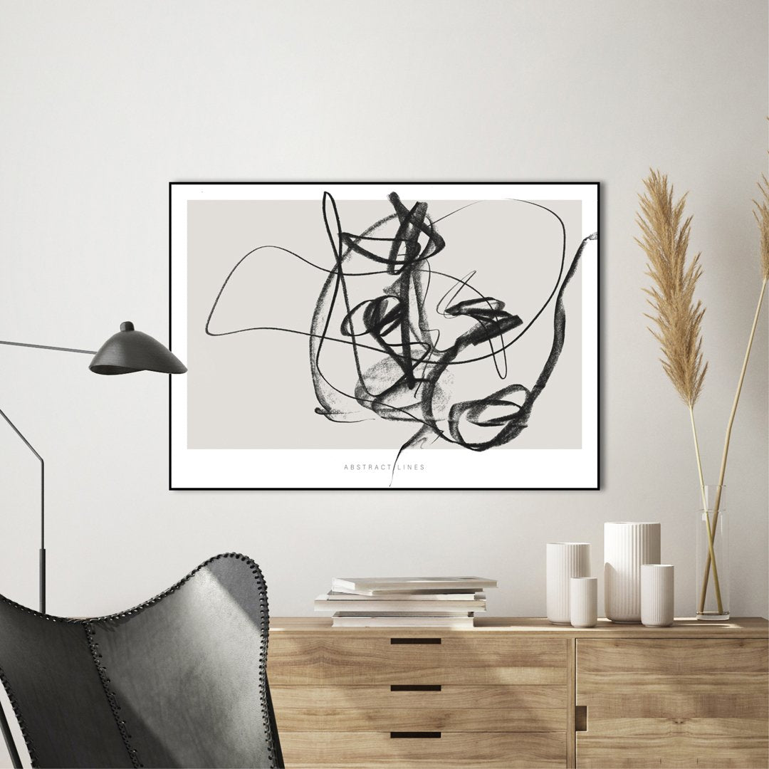 Lines 2 | INDRAMMET BILLEDE Indrammet billede MF 30x40 Sort