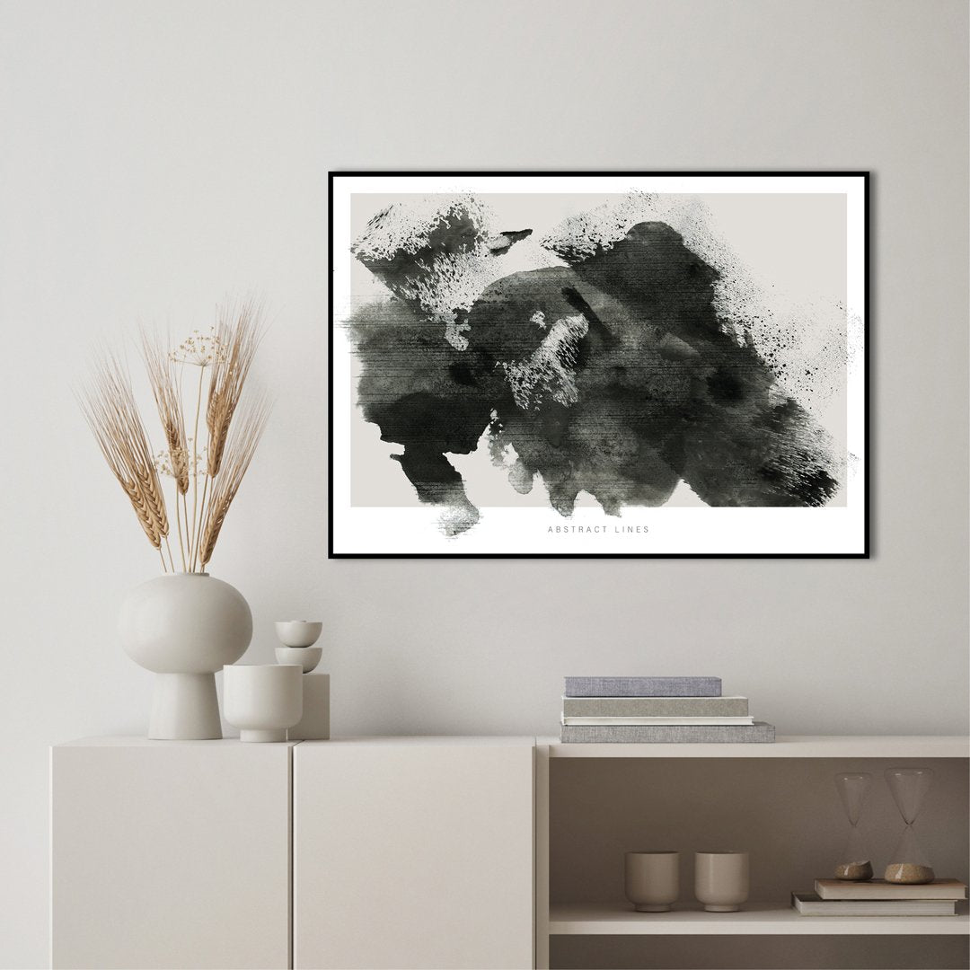Lines 3 | INDRAMMET BILLEDE Indrammet billede MF 30x40 Sort