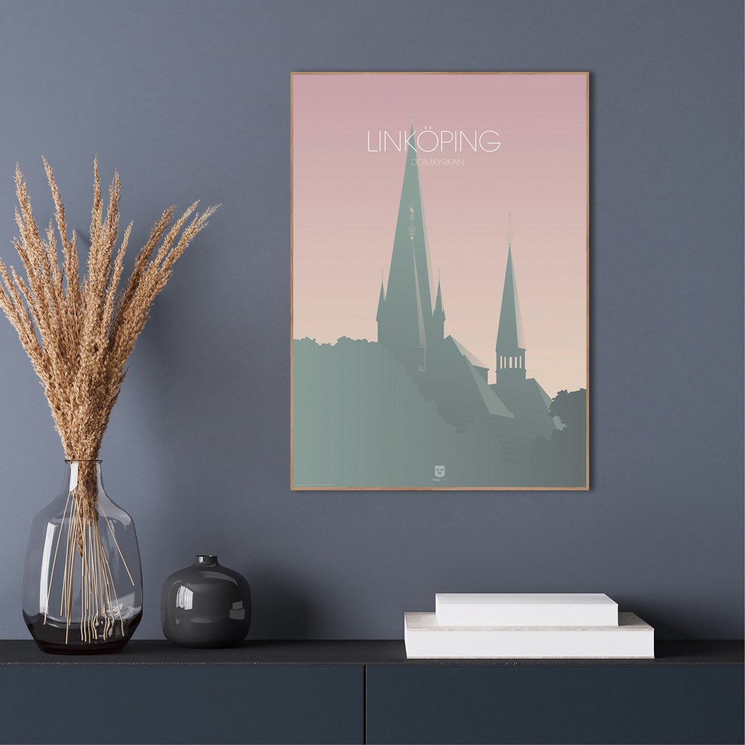 Linkoping Domkyrkan | INDRAMMET BILLEDE Indrammet billede MF 30x40 Egeramme