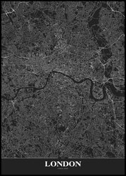 Map London black | INDRAMMET BILLEDE Indrammet billede MF 30x40 Sort