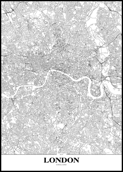 Map London | INDRAMMET BILLEDE Indrammet billede MF 30x40 Sort