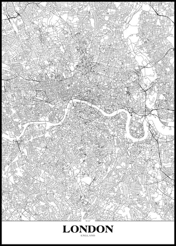 Map London | INDRAMMET BILLEDE Indrammet billede MF 30x40 Sort