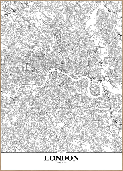Map London | INDRAMMET BILLEDE Indrammet billede MF 30x40 Egeramme