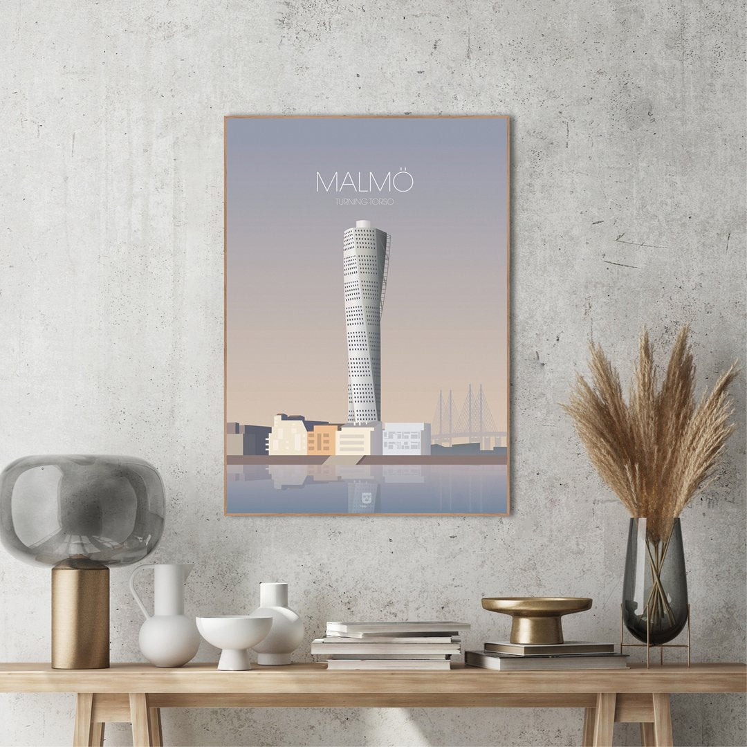 Malmö Turning Torso | INDRAMMET BILLEDE Indrammet billede MF 30x40 Egeramme