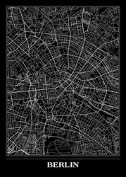 Map Berlin black | INDRAMMET BILLEDE Indrammet billede MF 30x40 Sort