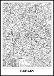 Map Berlin white | INDRAMMET BILLEDE Indrammet billede MF 30x40 Sort