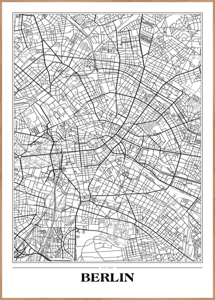 Map Berlin white | INDRAMMET BILLEDE Indrammet billede MF 30x40 Egeramme