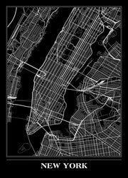Map New York Black | INDRAMMET BILLEDE Indrammet billede MF 30x40 Sort