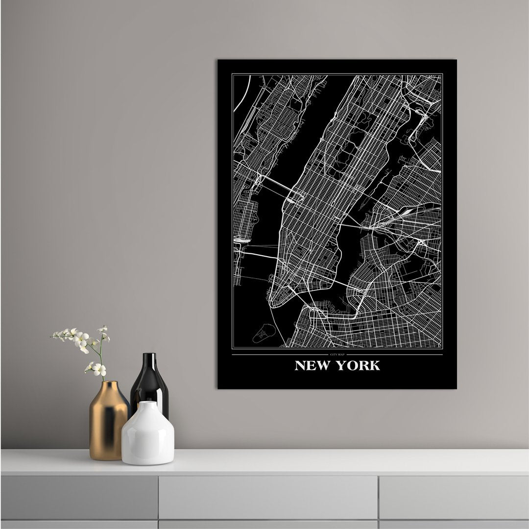 Map New York Black | PLAKAT Plakat MF