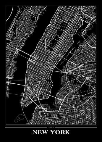 Map New York Black | PLAKAT Plakat MF