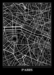 Map Paris Black | INDRAMMET BILLEDE Indrammet billede MF 30x40 Sort