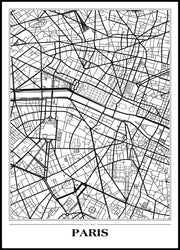Map Paris white | INDRAMMET BILLEDE Indrammet billede MF 30x40 Sort