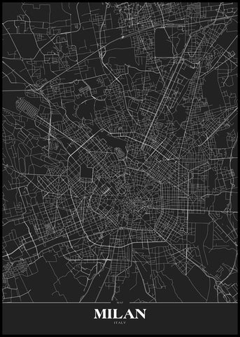 Map Milan black | INDRAMMET BILLEDE Indrammet billede MF 30x40 Sort