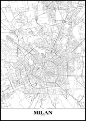Map Milan | INDRAMMET BILLEDE Indrammet billede MF 30x40 Sort