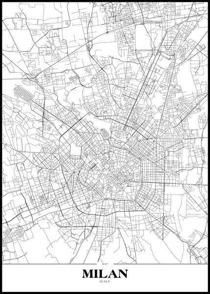 Map Milan | INDRAMMET BILLEDE Indrammet billede MF 30x40 Sort
