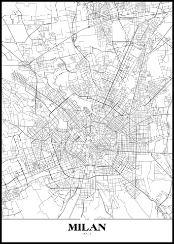 Map Milan | INDRAMMET BILLEDE Indrammet billede MF 30x40 Sort