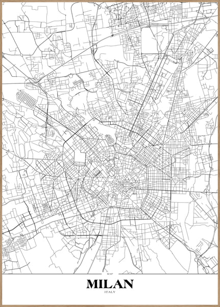 Map Milan | INDRAMMET BILLEDE Indrammet billede MF 30x40 Egeramme