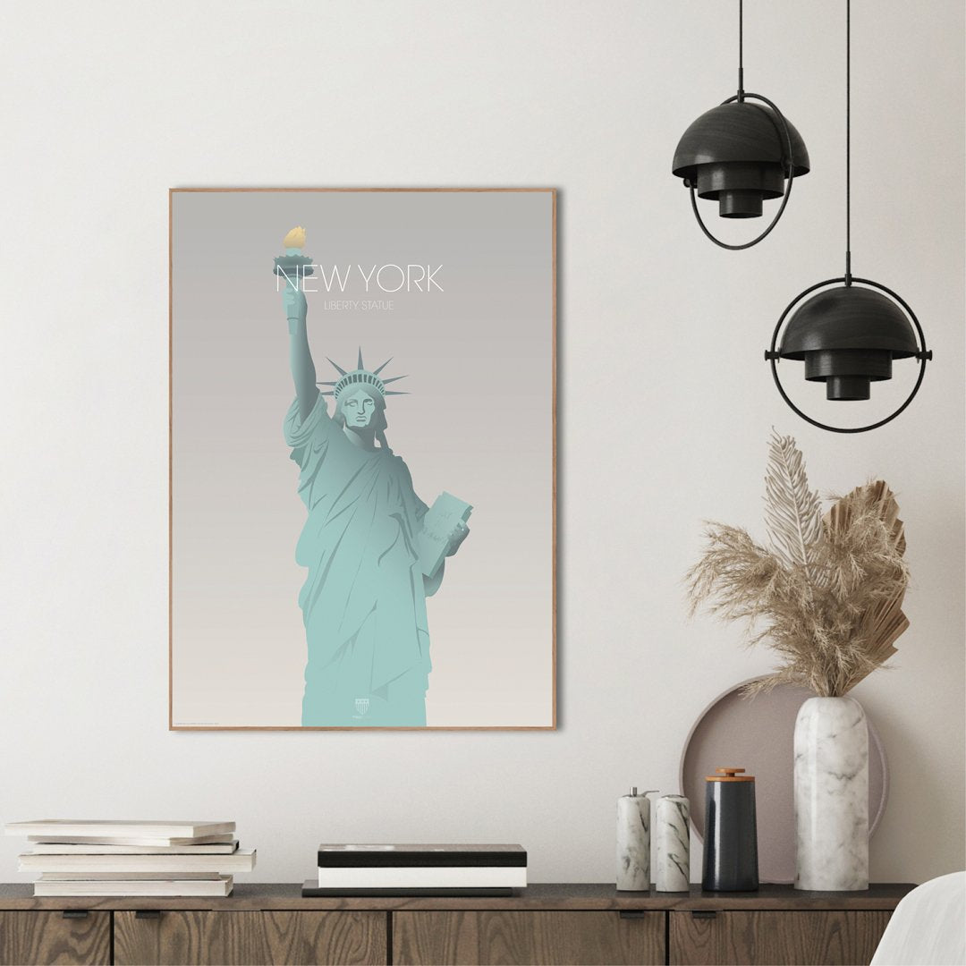 New York Liberty statue | INDRAMMET BILLEDE Indrammet billede MF 30x40 Egeramme