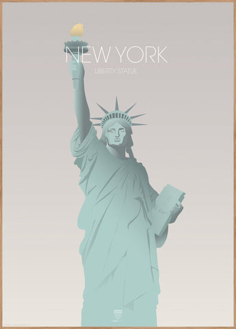 New York Liberty statue | INDRAMMET BILLEDE Indrammet billede MF 30x40 Egeramme