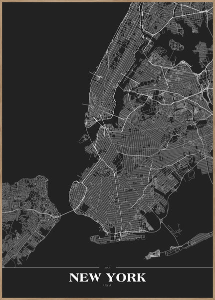 New York black | INDRAMMET BILLEDE Indrammet billede MF 30x40 Egeramme