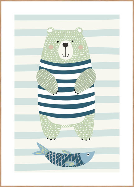 Nordic Bear | INDRAMMET BILLEDE Indrammet billede MF 30x40 Egeramme