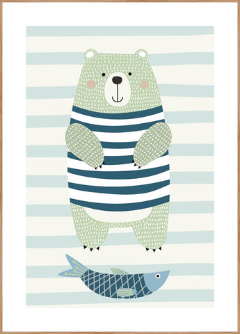 Nordic Bear | INDRAMMET BILLEDE Indrammet billede MF 30x40 Egeramme