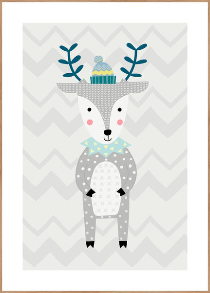 Nordic Deer | INDRAMMET BILLEDE Indrammet billede MF 30x40 Egeramme