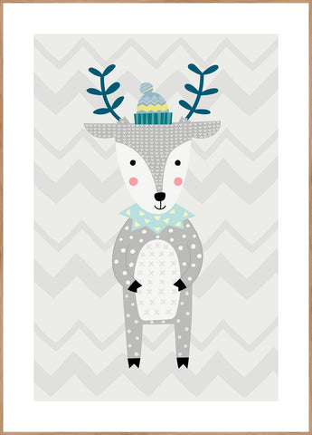 Nordic Deer | INDRAMMET BILLEDE Indrammet billede MF 30x40 Egeramme