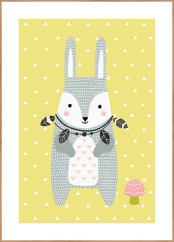 Nordic Rabbit | INDRAMMET BILLEDE Indrammet billede MF 30x40 Egeramme