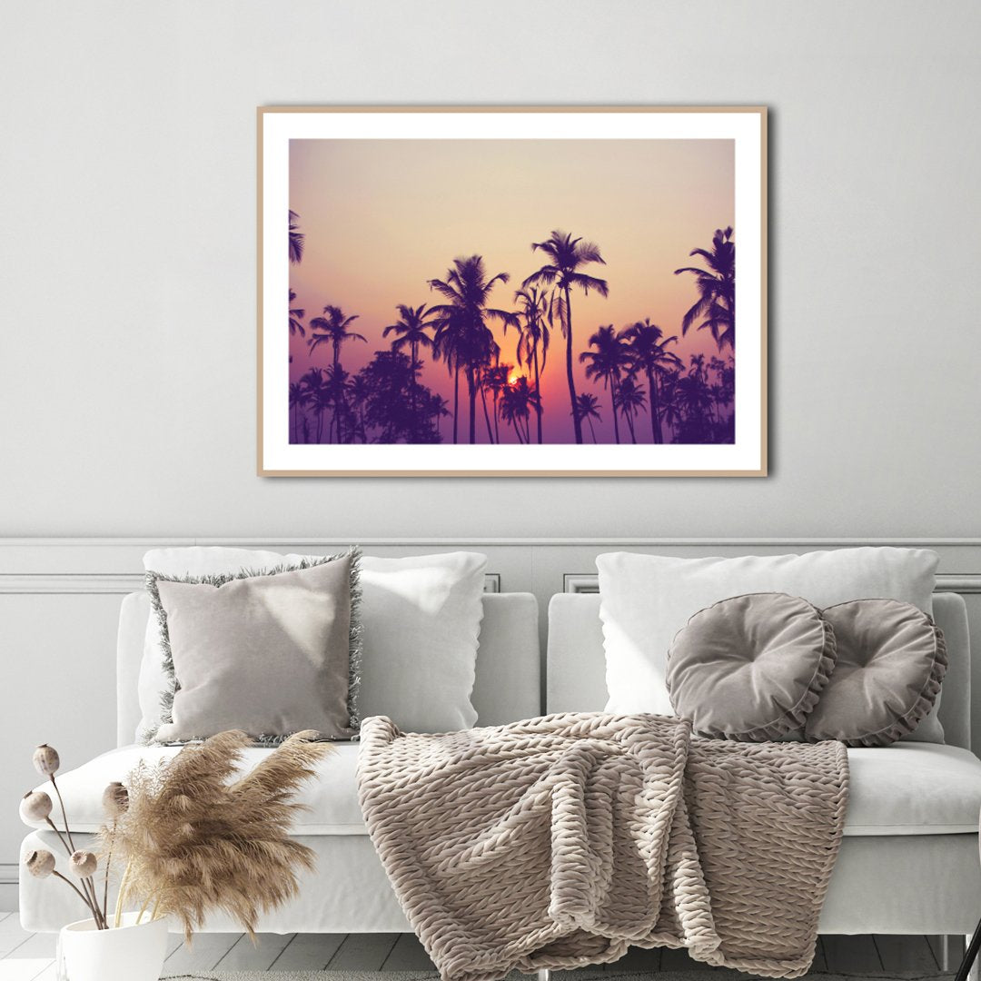 Palm sky 1 | INDRAMMET BILLEDE Indrammet billede MF 30x40 Sort