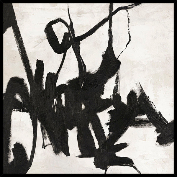 Playblack 1 | DESIGN PAINTING Design maleri ART COPENHAGEN 100x100 Sort ramme 