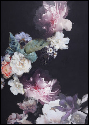 Purple Blossom 1 | INDRAMMET BILLEDE Indrammet billede MF 30x40 Sort
