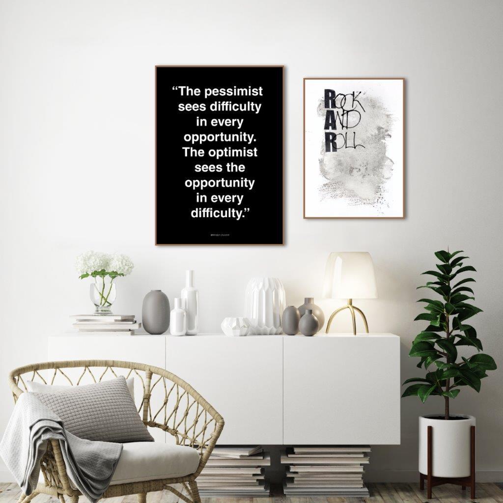 Rock and Roll | INDRAMMET BILLEDE Indrammet billede MF 30x40 Sort