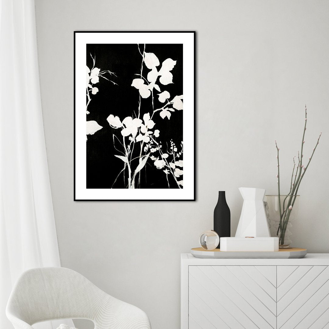 Silhouet Leaves 1 | INDRAMMET BILLEDE Indrammet billede MF 30x40 Sort