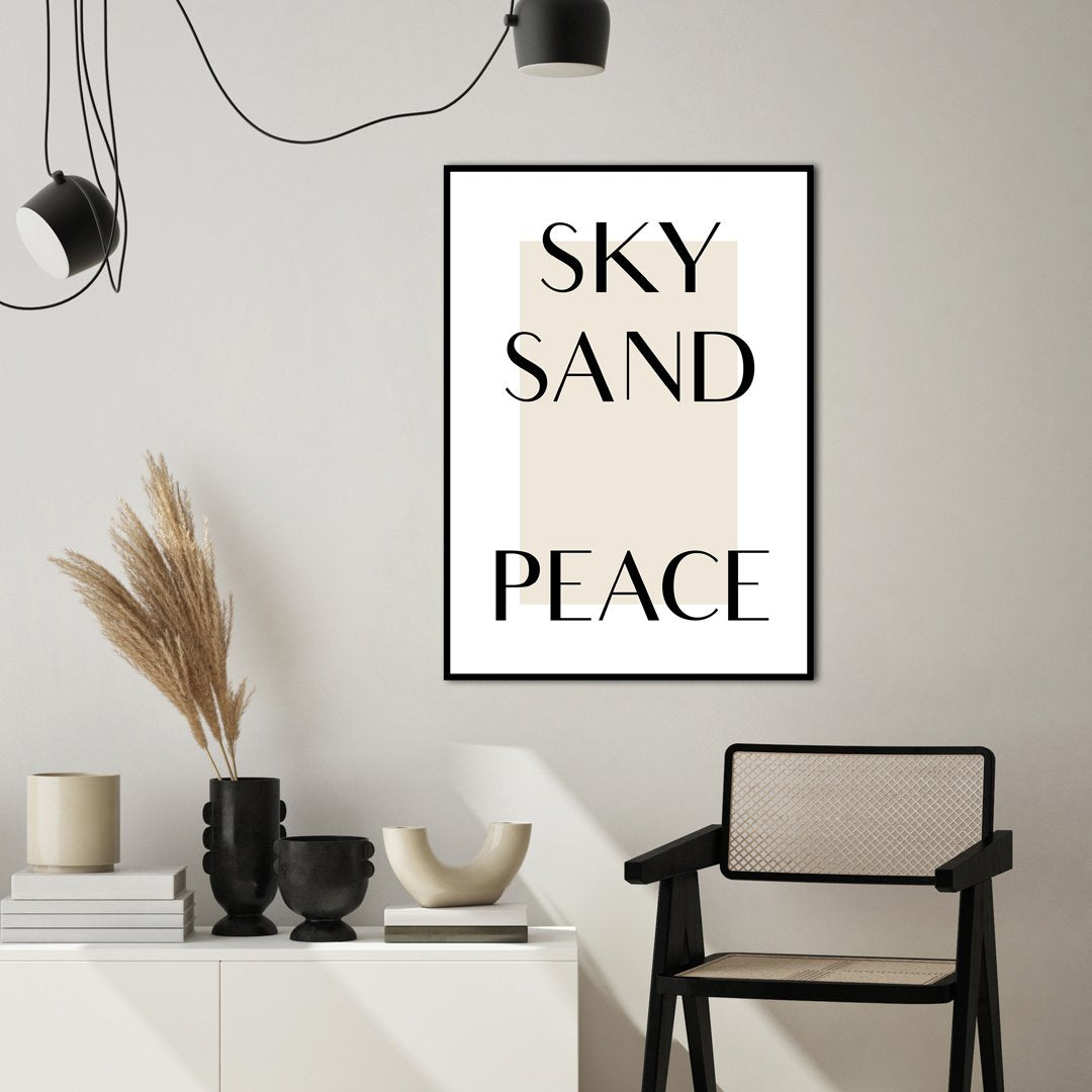 Sky Sand Peace | INDRAMMET BILLEDE Indrammet billede MF 30x40 Sort